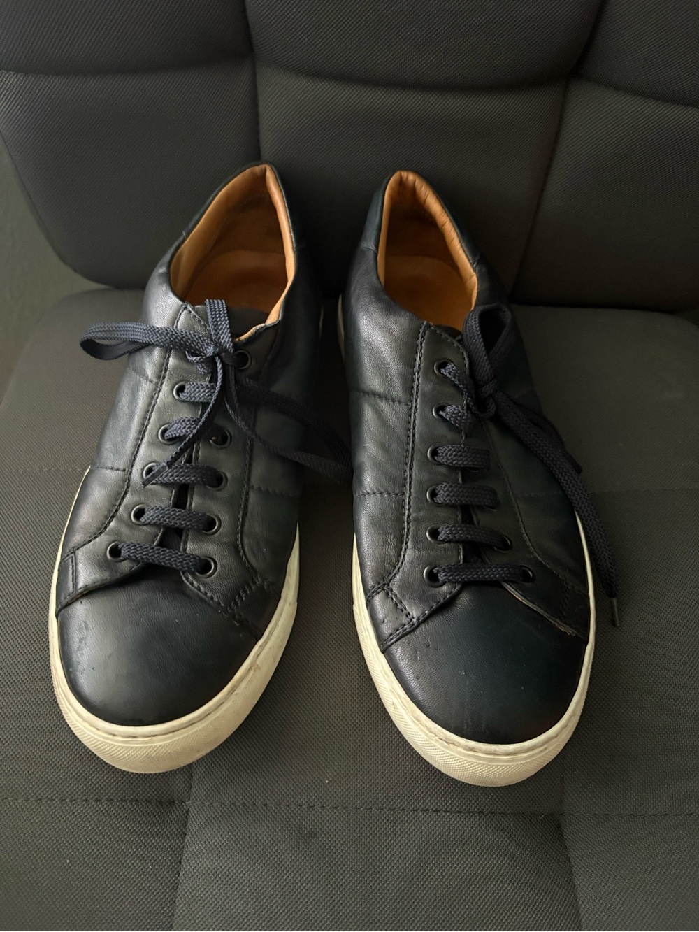 To Boot Blue Leather Low-Top Sneakers with White Sole